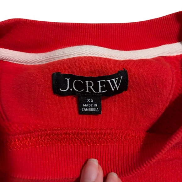 J Crew Heritage Fleece Cropped Sweatshirt with Gold Buttons Red Nautical X Small - Picture 5 of 6